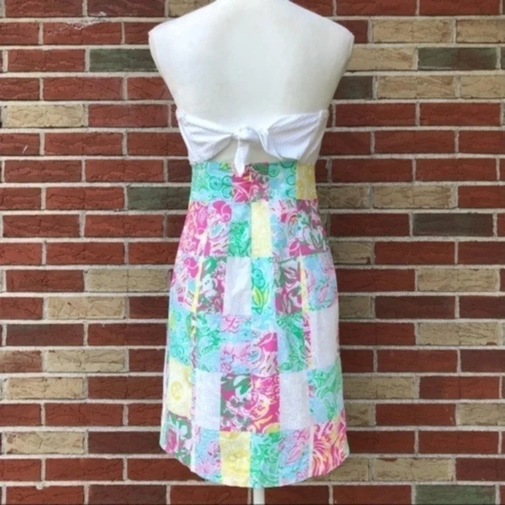 Lilly Pulitzer Franco State Patch Ric Rac White Pink Strapless Dress 👗 - Picture 8 of 14
